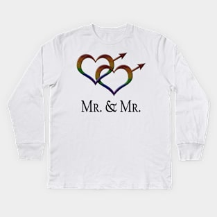 Mr. and Mr. Gay Pride Interlinking Male Gender Symbols Kids Long Sleeve T-Shirt